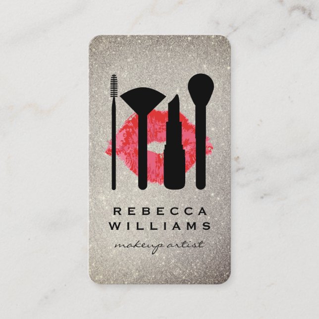 Cartão De Visita Configuração de Maquiagem de Literatura Dourada El (Frente)