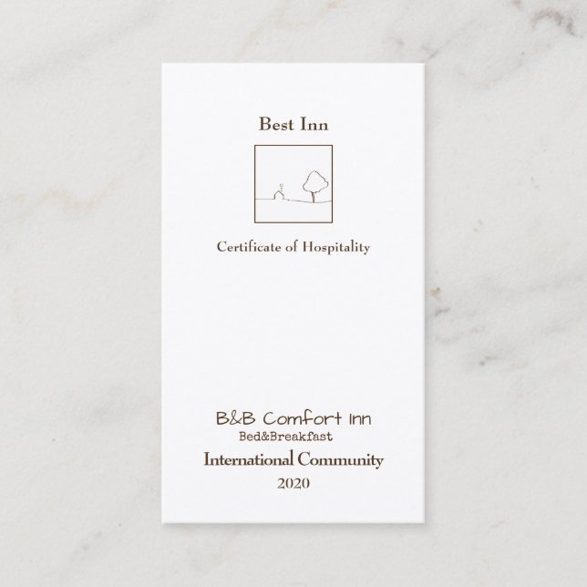 Cartão De Visita Conforto B&B Na Comunidade Internacional 2020 (Frente)