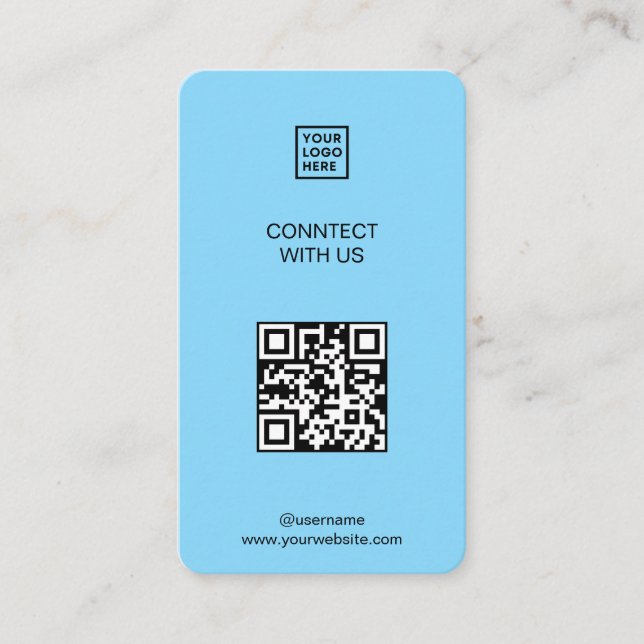 Cartão De Visita Connect with us Social Media QR Code Blue (Frente)