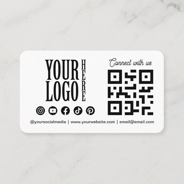 Cartão De Visita Connect with us Social Media QR Code whit Business (Frente)