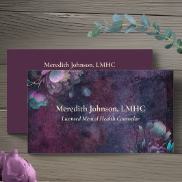Cartão De Visita Conselheiro de Saúde Mental Purple Peonies | Natur