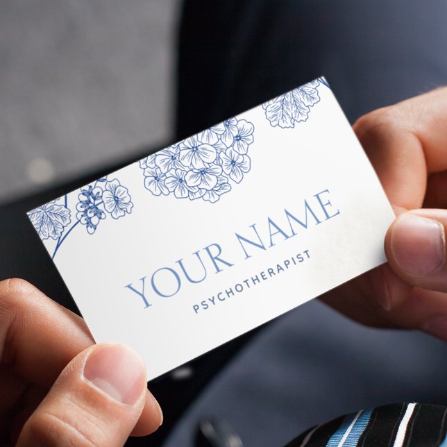 Cartão De Visita Conselheiro Familiar Psicoterapeuta Desenhado Azul (Criador carregado)
