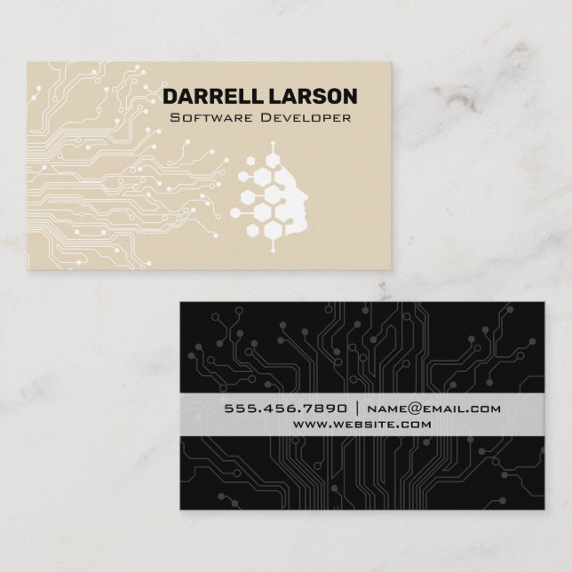 Cartão De Visita Conselho de Circuito Técnico | Logotipo Bio Tech (Frente/Verso)