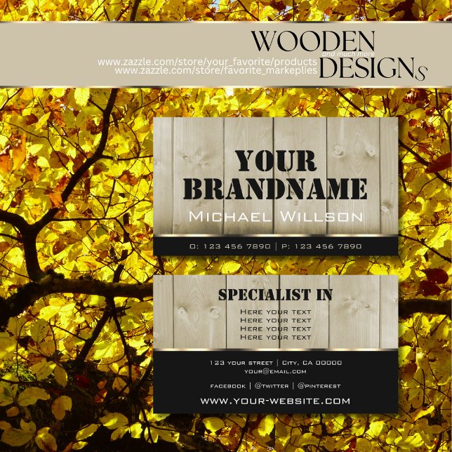 Cartão De Visita Conselhos De Madeira Castanho-claro Graço-Castanho (Criador carregado)