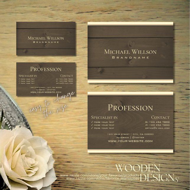 Cartão De Visita Conselhos de madeira castanho-escuro moderno (Criador carregado)