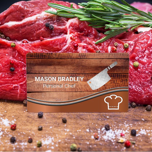 Cartão De Visita Conselhos de madeira | Chef Hat e Knife (Criador carregado)