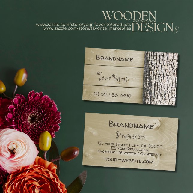 Cartão De Visita Conselhos de madeira de madeira de Latido natural, (Criador carregado)