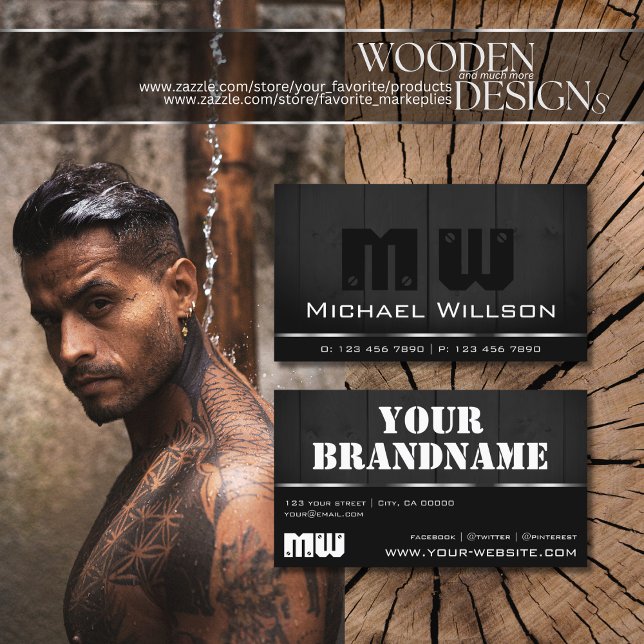 Cartão De Visita Conselhos De Madeira Preta Grãos De Madeira Preta  (Criador carregado)