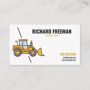 Cartão De Visita Construção de Bulldozer Amarelo Minimalista