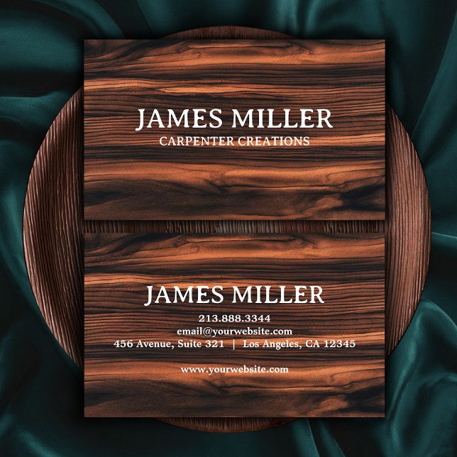 Cartão De Visita Construção de Carpintaria de Madeira Profissional  (Criador carregado)