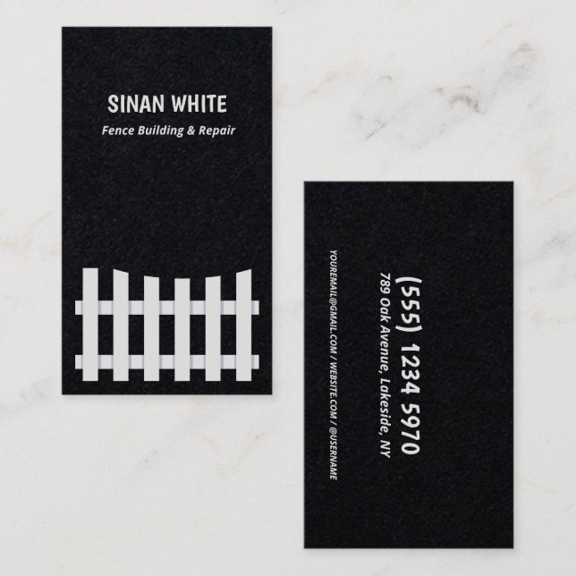 Cartão De Visita Construção de cerca e reparação (Frente/Verso)