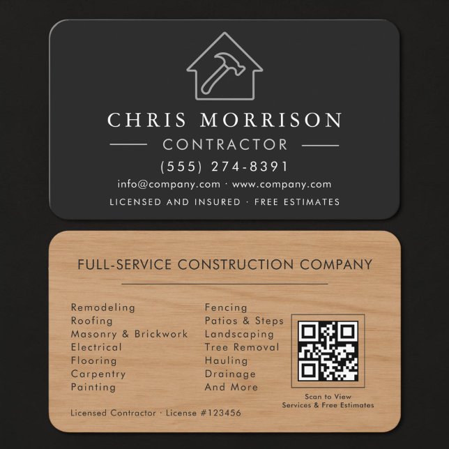 Cartão De Visita Construção de Edifícios de Madeira Código QR (Criador carregado)