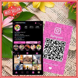 Cartão De Visita Construção de Edifícios Instagram Rosa Código QR