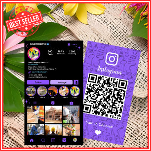 Cartão De Visita Construção de Edifícios Instagram Roxo Código QR