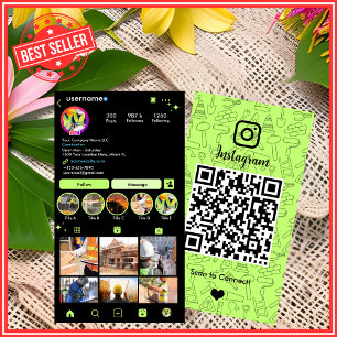 Cartão De Visita Construção de Edifícios Instagram Verde Lima QR