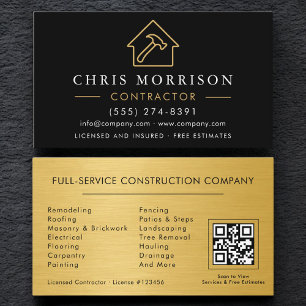 Cartão De Visita Construção de Edifícios Metálicos QR Code Preto Do