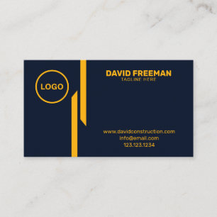 Cartão De Visita Construção de logotipo amarelo e azul modernos p