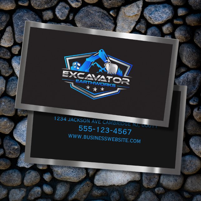 Cartão De Visita Construção De Máquinas Pesadas Com Escavador (Criador carregado)