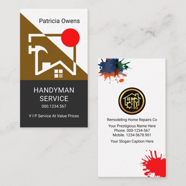 Cartão De Visita Construção de Quadros de Telhado Castanho (Frente/Verso)