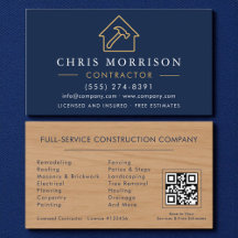Construção em Madeira Código QR Azul Naval Dourado