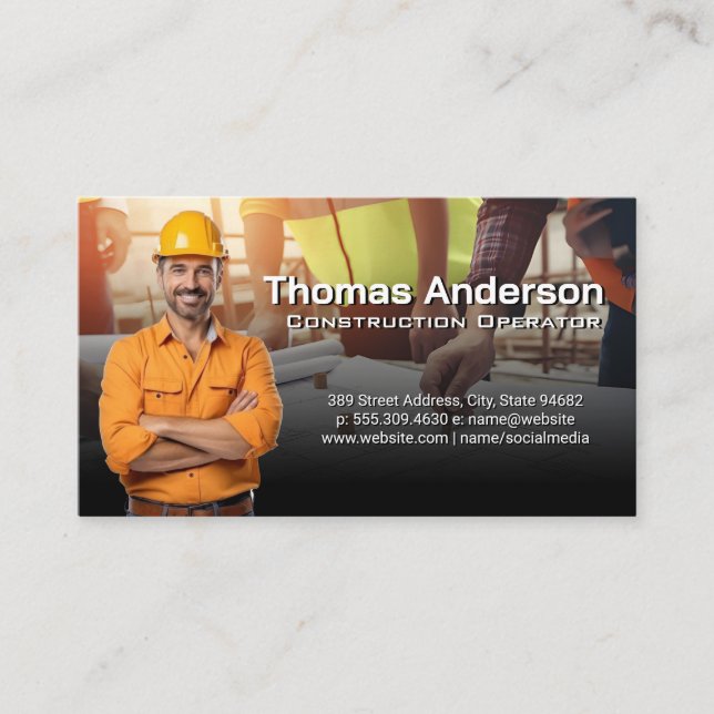 Cartão De Visita Construção | Engenheiros que veem o Blueprint (Frente)