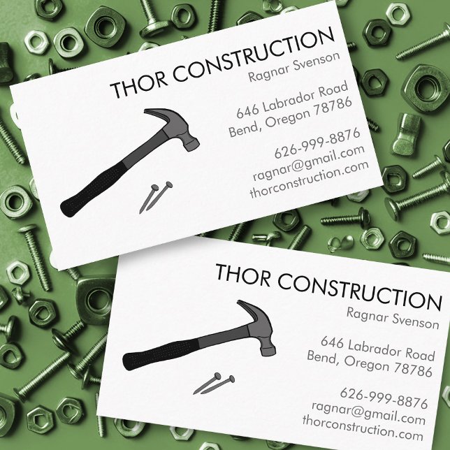 Cartão De Visita Construção Handyman Remodel Hammer e Unhas Legal (Construction Handyman Remodel Hammer & Nails Cool Business Card
)