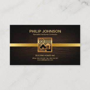 Cartão De Visita Construção Home Dourado retro à moda do motivo 