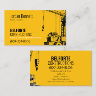 Cartão De Visita Construção Moderna   Design Amarelo & Guindaste