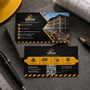 Cartão De Visita Construção Moderna Profissional Preto Ouro