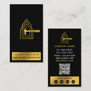 Cartão De Visita Construção Moderna Residencial Black Gold Lux