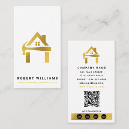 Cartão De Visita Construção Personalizada Branco Dourado Construção