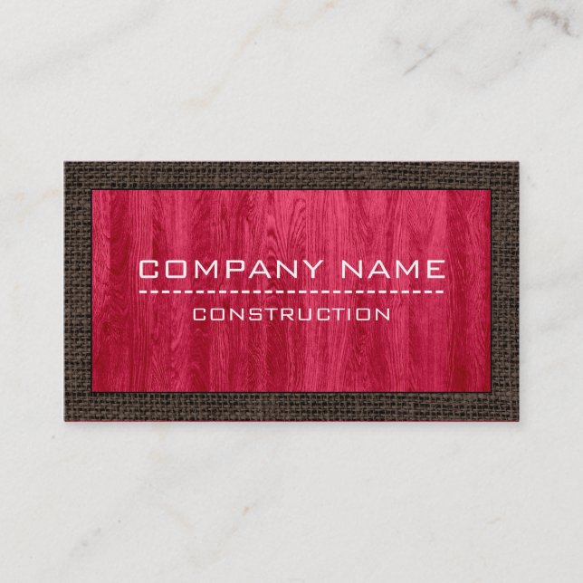 Cartão De Visita Construção Profissional de Madeira Vermelha Modern (Frente)