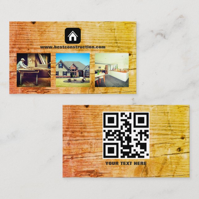 Cartão De Visita construções de madeira para agentes imobiliários  (Frente/Verso)