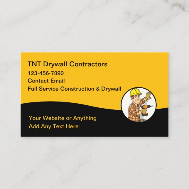 Cartão De Visita Construction And Drywall Business Cards (Frente)