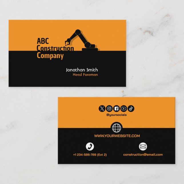 Cartão De Visita Construction Building Crane Business Card (Frente/Verso)