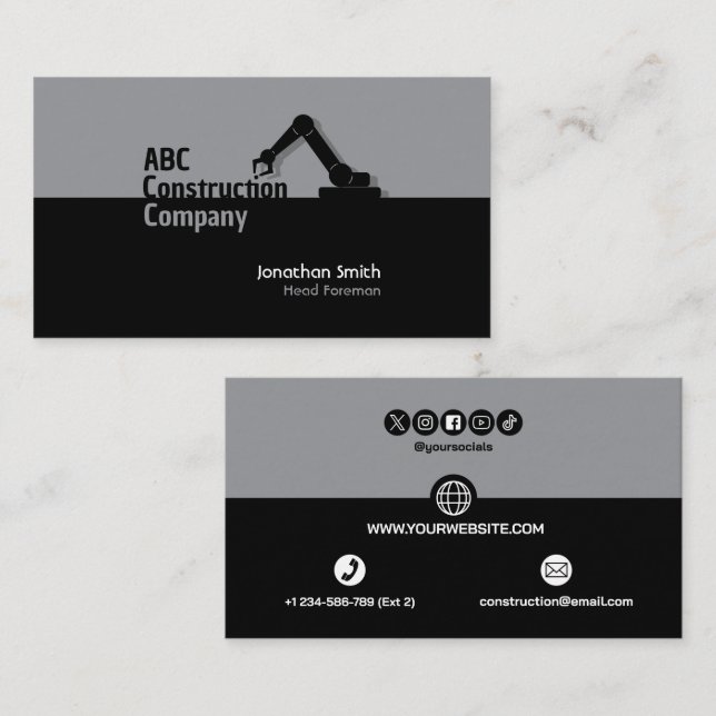 Cartão De Visita Construction Building Crane Business Card (Frente/Verso)