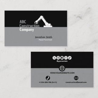 Cartão De Visita Construction Building Crane Business Card