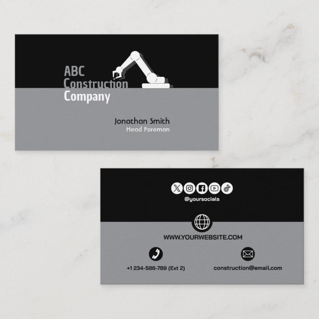 Cartão De Visita Construction Building Crane Business Card (Frente/Verso)