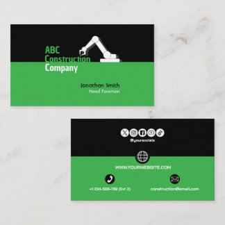 Cartão De Visita Construction Building Crane Business Card