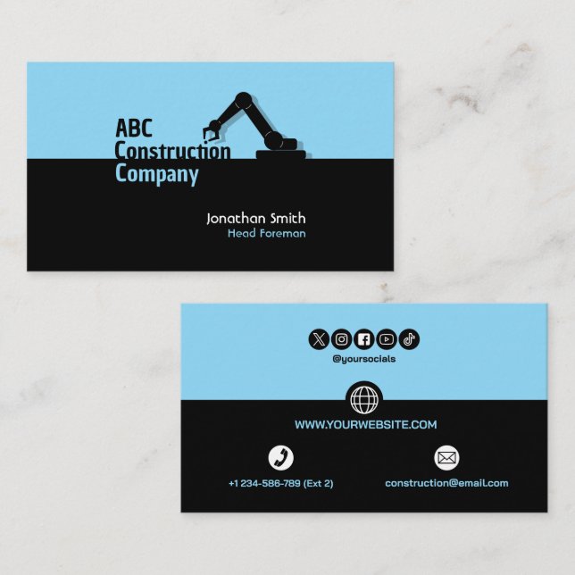 Cartão De Visita Construction Building Crane Business Card (Frente/Verso)
