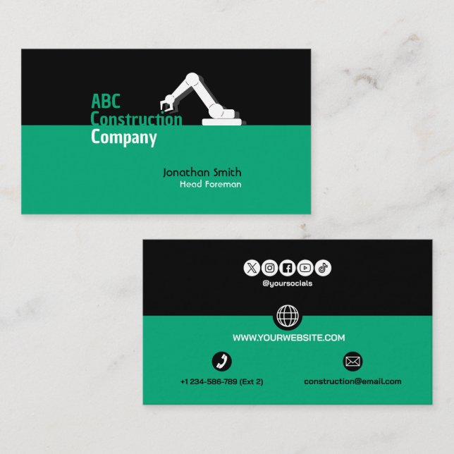 Cartão De Visita Construction Building Crane Business Card (Frente/Verso)