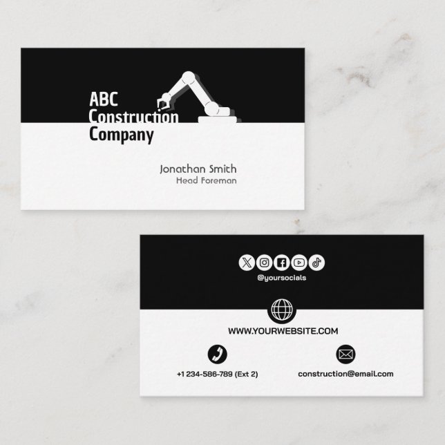 Cartão De Visita Construction Building Crane Business Card (Frente/Verso)