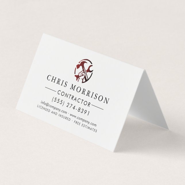 Cartão De Visita Construction Business Marketing Logo (Frente)