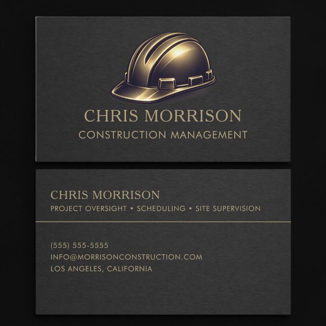 Cartão De Visita Construction Management Hard Hat Professional (Criador carregado)