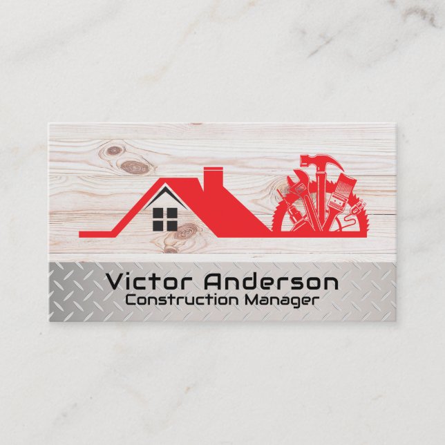 Cartão De Visita Construction Repair Tools Logo | Home Renovation (Frente)