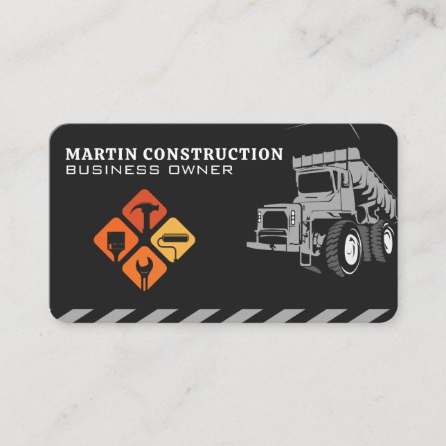 Cartão De Visita Construction Work Truck | Hand Tools (Frente)