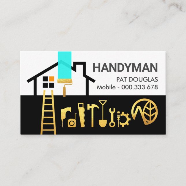 Cartão De Visita Construindo Reparos de Casa de Quadros Handyman (Frente)