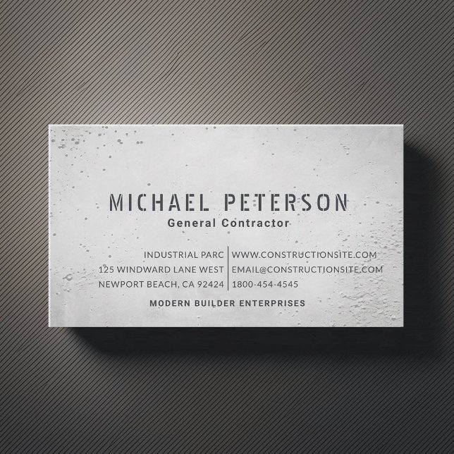 Cartão De Visita Construtor de Construção - Conjunto de Cimentos Mo (construction company builder remodeling business card concrete cement simple minimalist modern)