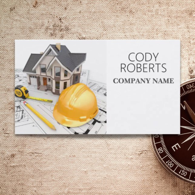 Cartão De Visita Construtor de Construção de Arquiteto Handyman (Builder Handyman Architect Contractor Construction Business Card)