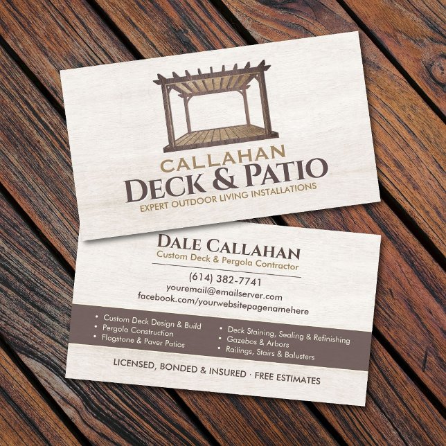 Cartão De Visita Construtor de Deck & Pátio Madeira Rústica (Criador carregado)